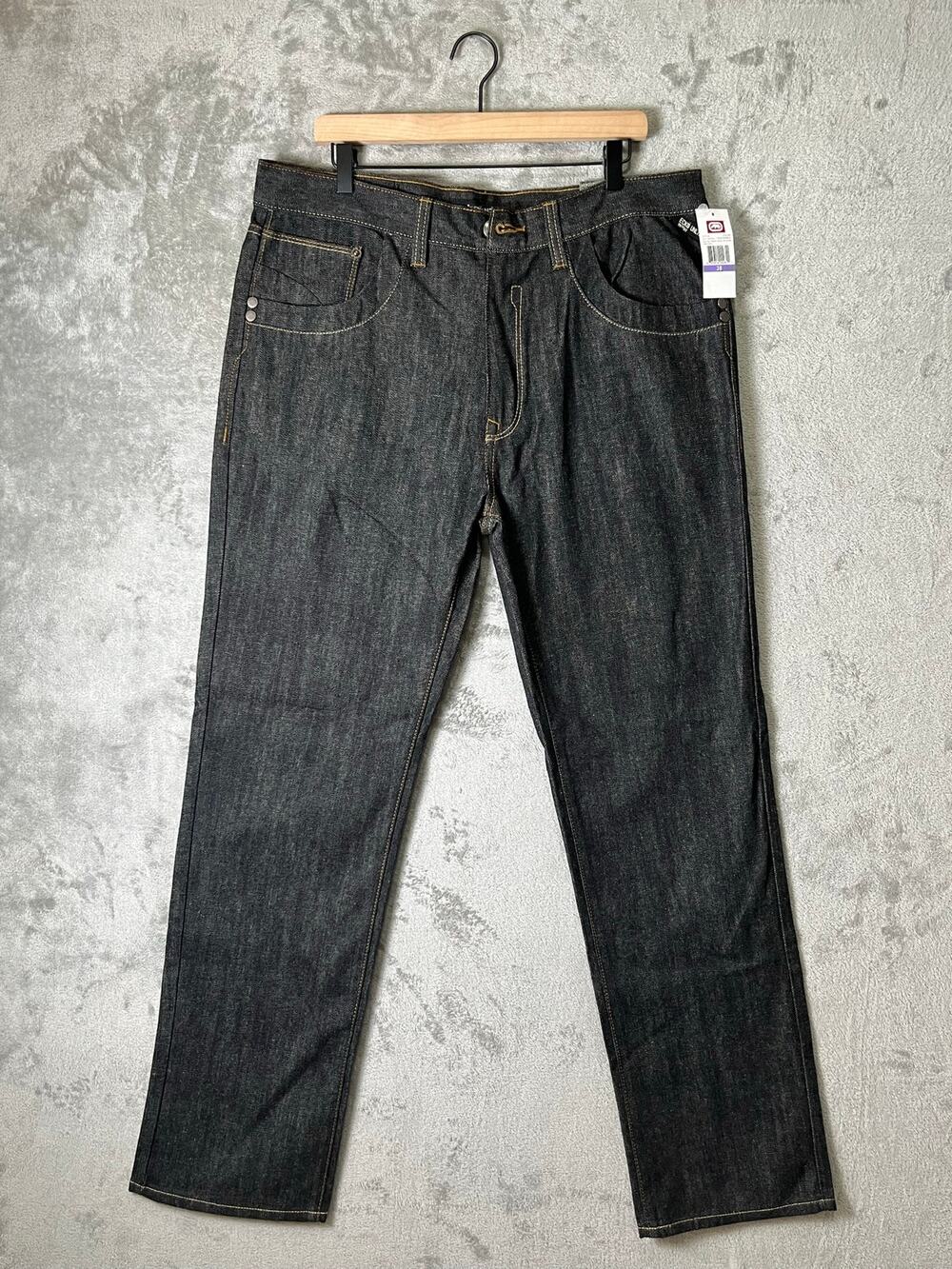 Ecko Unltd Straight Fit 701 Raw Denim Jeans Dark Wash Men's 38x33 Streetwear New